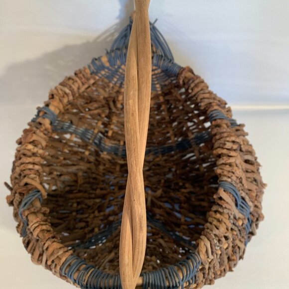 VTG Buttocks Basket Egg Gathering Hand Woven Primitive Rustic Gods Eye Large 16" - Picture 5 of 16